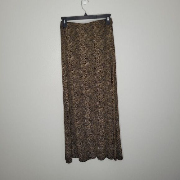 Vintage 90s y2k brown black grunge partial button maxi midi skirt size small - Picture 3 of 6